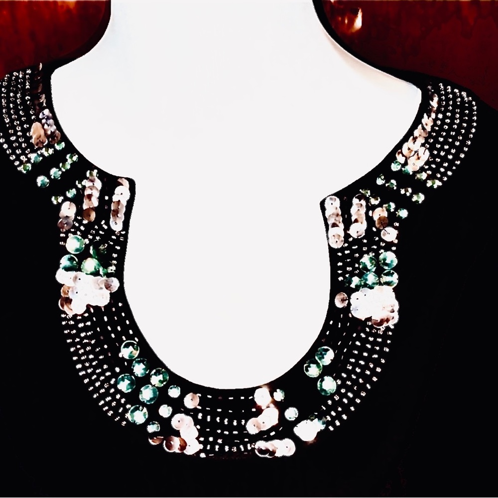 COPY - Black Bell Sleeve Dress with Crystal Design